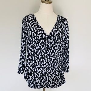 Pullover Stretch Pullover Petite XL Black White V Neck COLDWATER CREEK